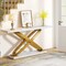 55" Entryway Console Table with Faux Marble Surface Modern Style